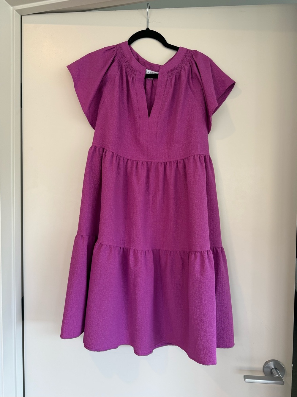 💜 Calvin Klein Purple Flutter Sleeve Mini Dress – Size 14 💜